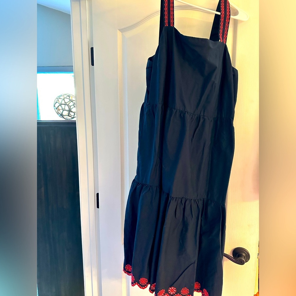 J Crew Sleeveless Dress with Pink Accents